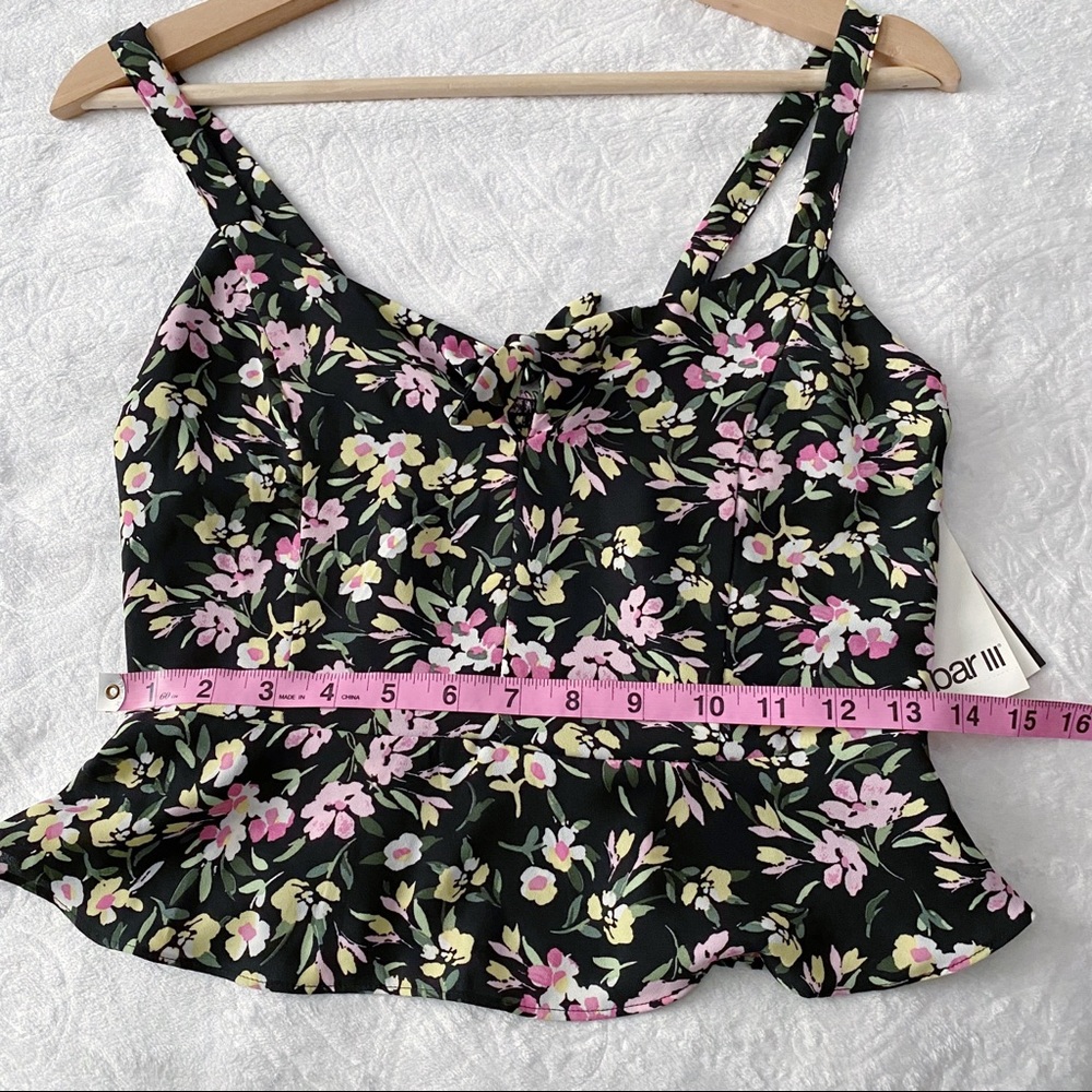 NWT Bar III Floral Cropped Peplum Cut Out Bow Chest Tank Top - Picture 6 of 11